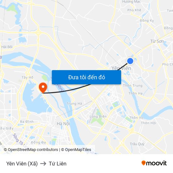 Yên Viên (Xã) to Tứ Liên map