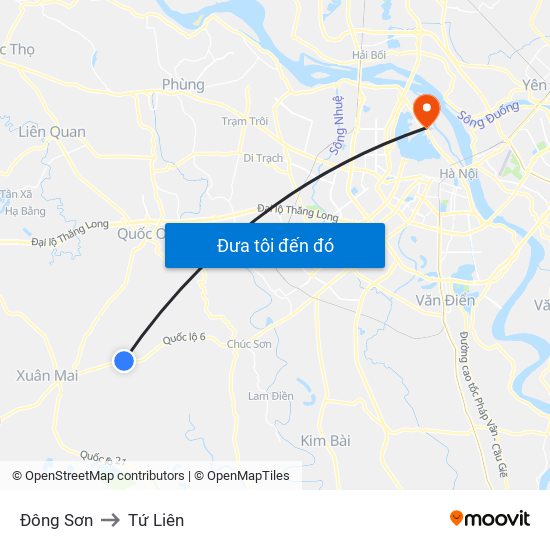 Đông Sơn to Tứ Liên map