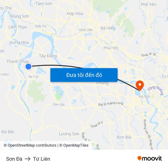 Sơn Đà to Tứ Liên map