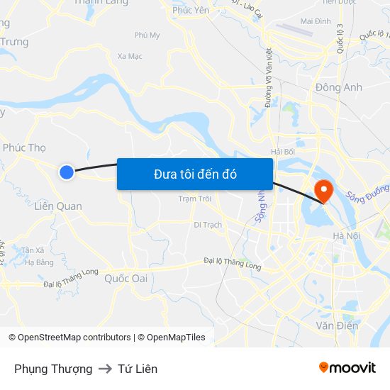 Phụng Thượng to Tứ Liên map