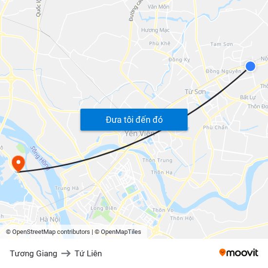 Tương Giang to Tứ Liên map