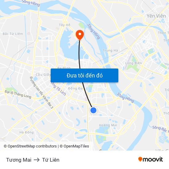 Tương Mai to Tứ Liên map