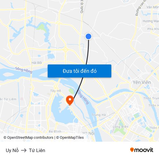 Uy Nỗ to Tứ Liên map