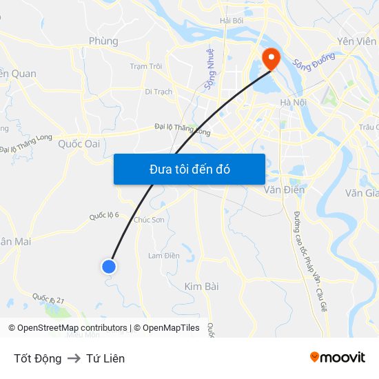 Tốt Động to Tứ Liên map