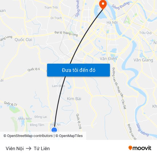 Viên Nội to Tứ Liên map