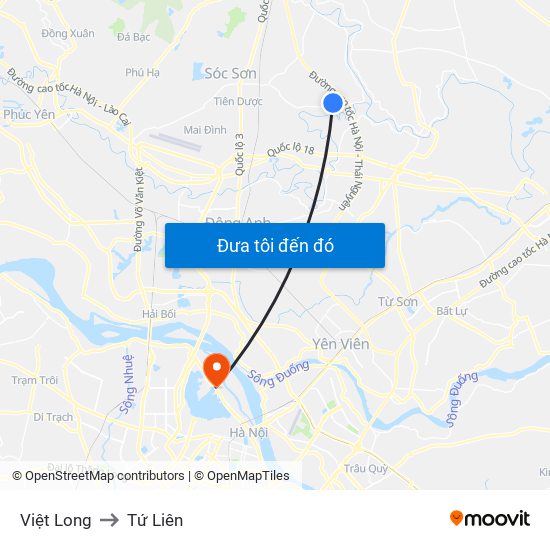 Việt Long to Tứ Liên map