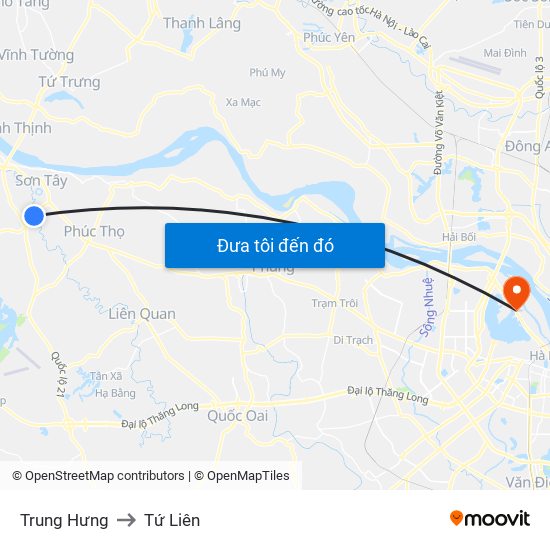 Trung Hưng to Tứ Liên map