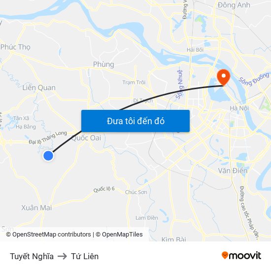 Tuyết Nghĩa to Tứ Liên map