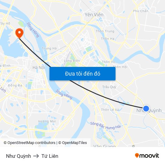 Như Quỳnh to Tứ Liên map