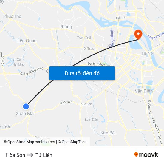 Hòa Sơn to Tứ Liên map