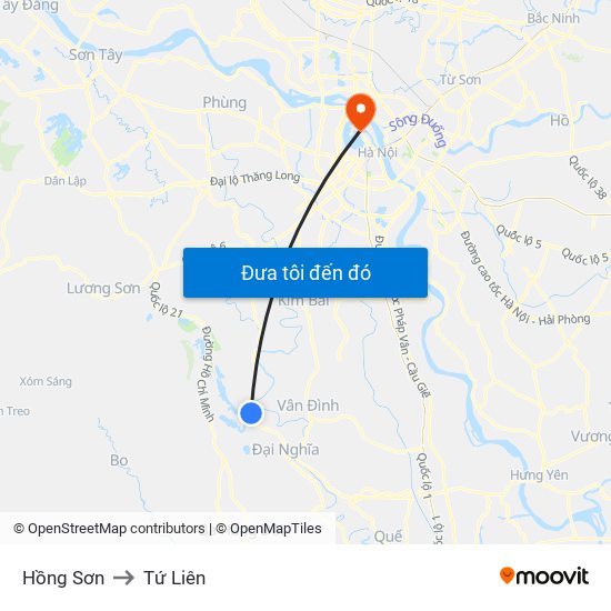Hồng Sơn to Tứ Liên map