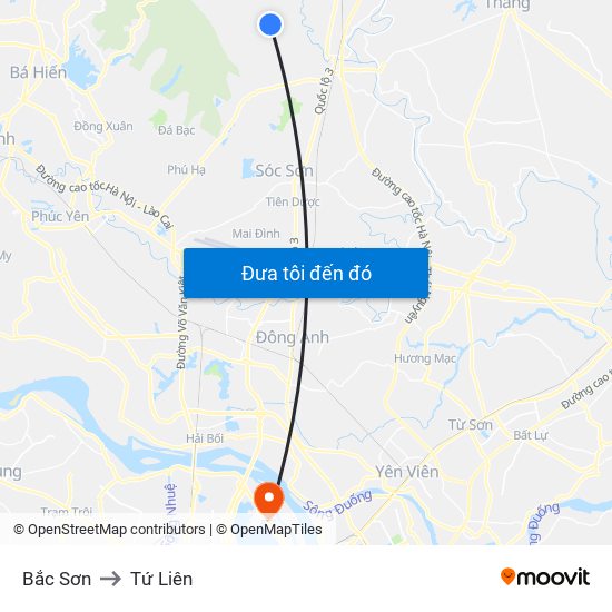 Bắc Sơn to Tứ Liên map