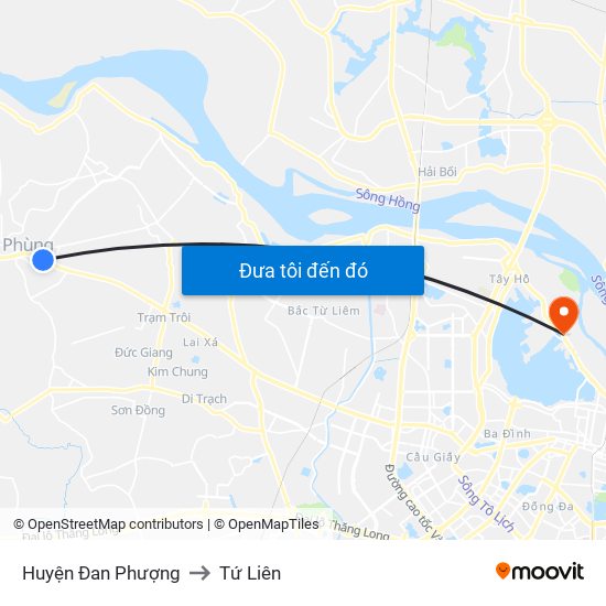 Huyện Đan Phượng to Tứ Liên map