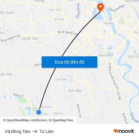 Xã Đồng Tâm to Tứ Liên map