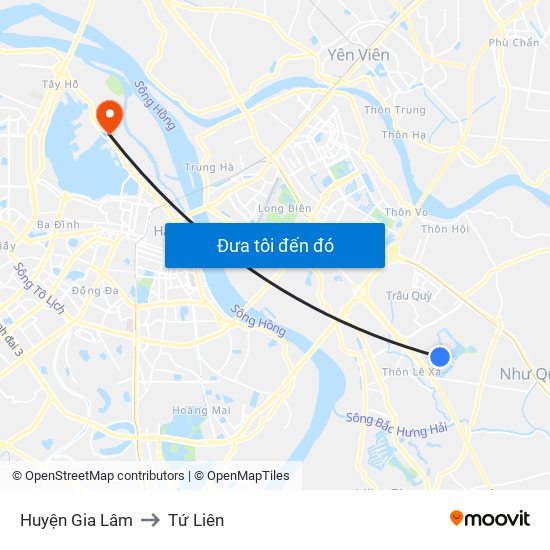 Huyện Gia Lâm to Tứ Liên map