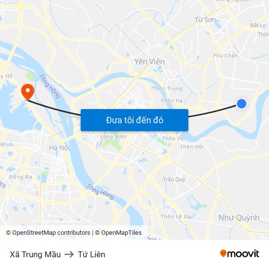 Xã Trung Mầu to Tứ Liên map