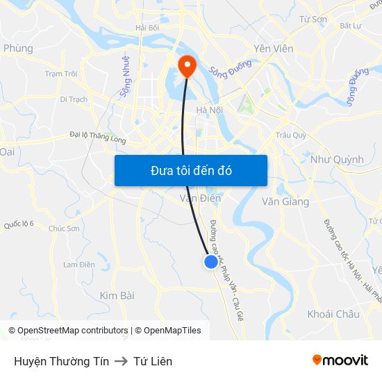 Huyện Thường Tín to Tứ Liên map