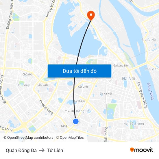 Quận Đống Đa to Tứ Liên map