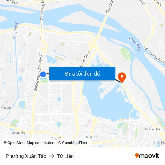 Phường Xuân Tảo to Tứ Liên map