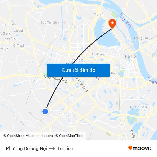Phường Dương Nội to Tứ Liên map