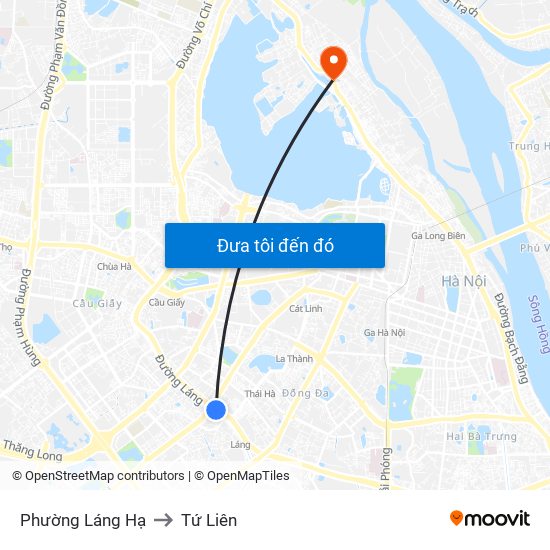 Phường Láng Hạ to Tứ Liên map