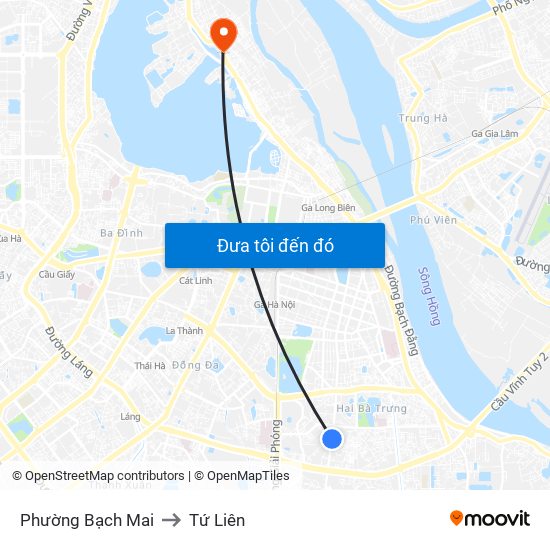 Phường Bạch Mai to Tứ Liên map