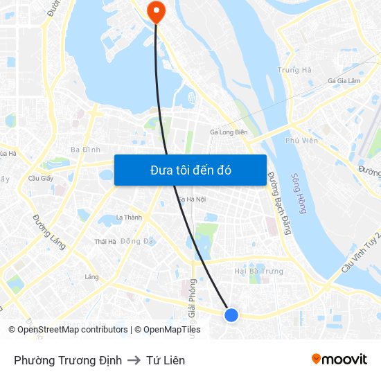 Phường Trương Định to Tứ Liên map