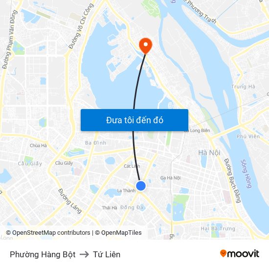 Phường Hàng Bột to Tứ Liên map