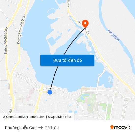 Phường Liễu Giai to Tứ Liên map