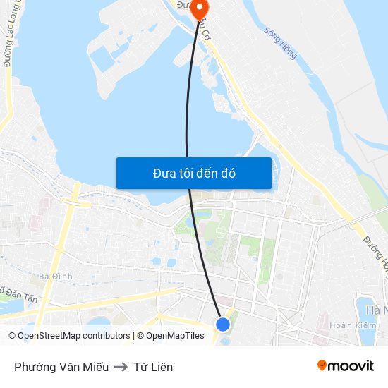 Phường Văn Miếu to Tứ Liên map