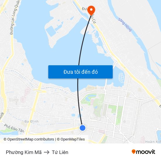 Phường Kim Mã to Tứ Liên map