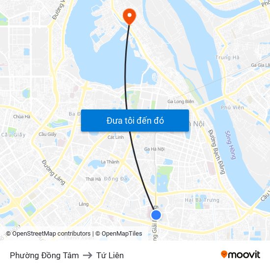 Phường Đồng Tâm to Tứ Liên map