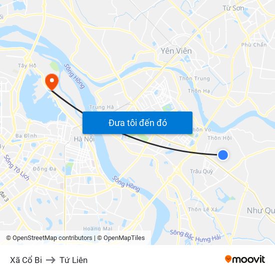 Xã Cổ Bi to Tứ Liên map