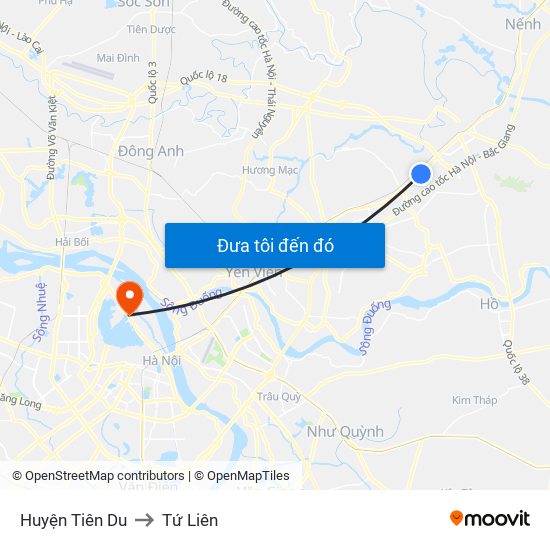 Huyện Tiên Du to Tứ Liên map