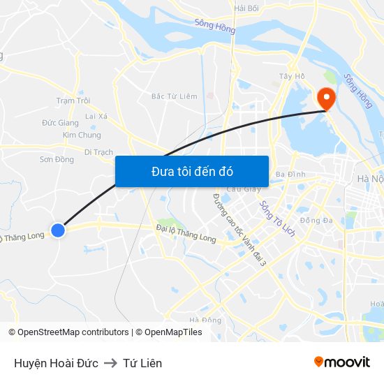 Huyện Hoài Đức to Tứ Liên map