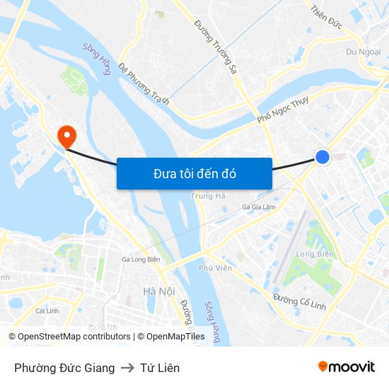 Phường Đức Giang to Tứ Liên map