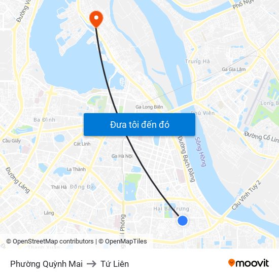 Phường Quỳnh Mai to Tứ Liên map