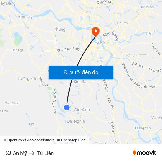 Xã An Mỹ to Tứ Liên map