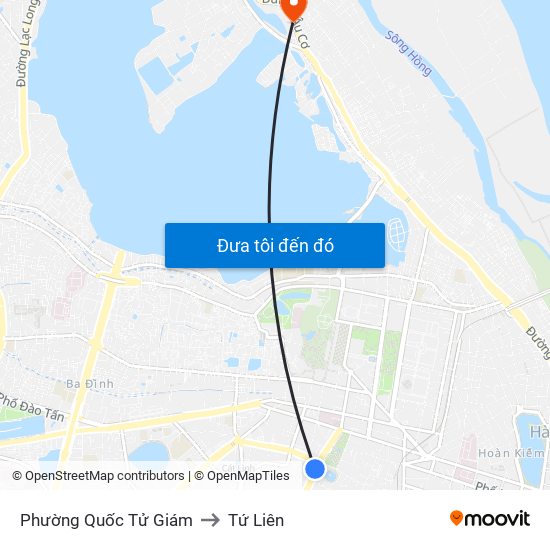 Phường Quốc Tử Giám to Tứ Liên map