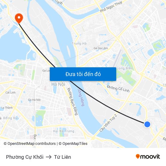 Phường Cự Khối to Tứ Liên map