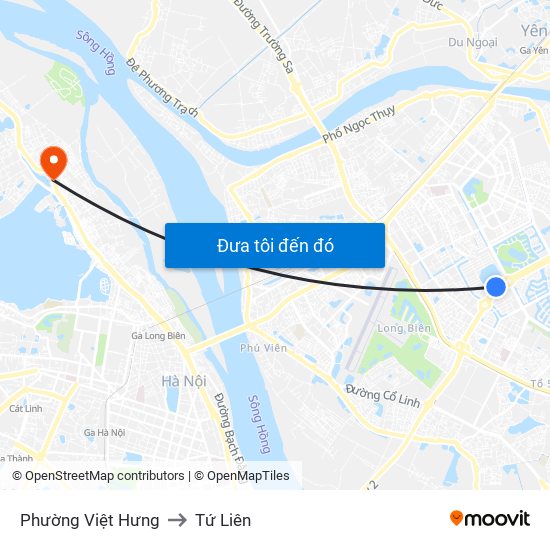 Phường Việt Hưng to Tứ Liên map