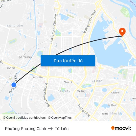 Phường Phương Canh to Tứ Liên map