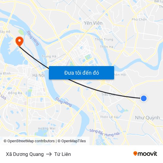 Xã Dương Quang to Tứ Liên map