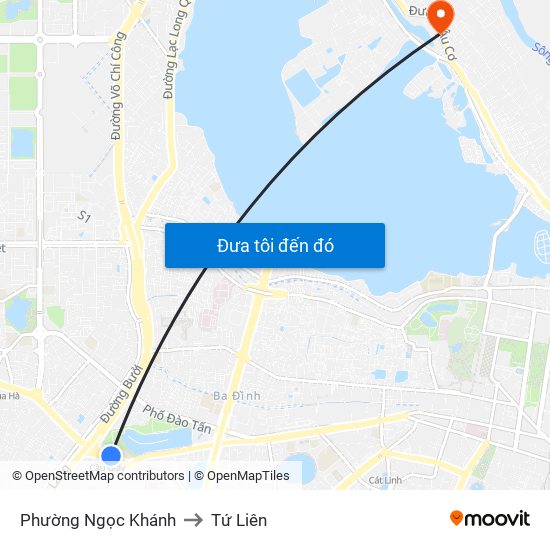 Phường Ngọc Khánh to Tứ Liên map