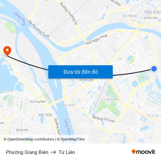 Phường Giang Biên to Tứ Liên map