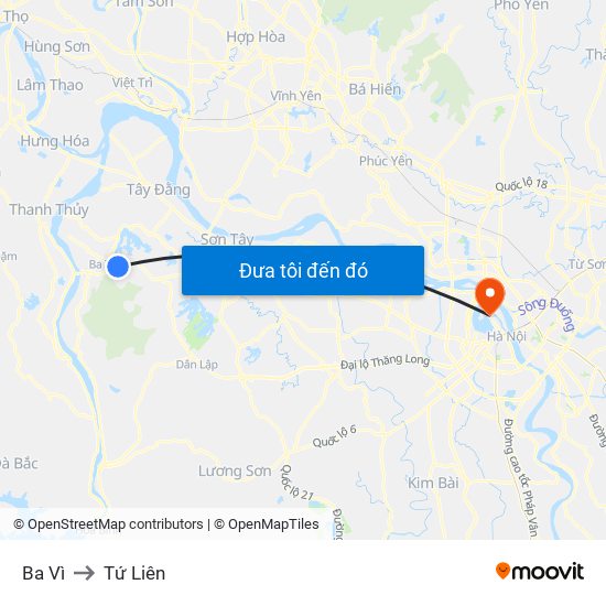 Ba Vì to Tứ Liên map