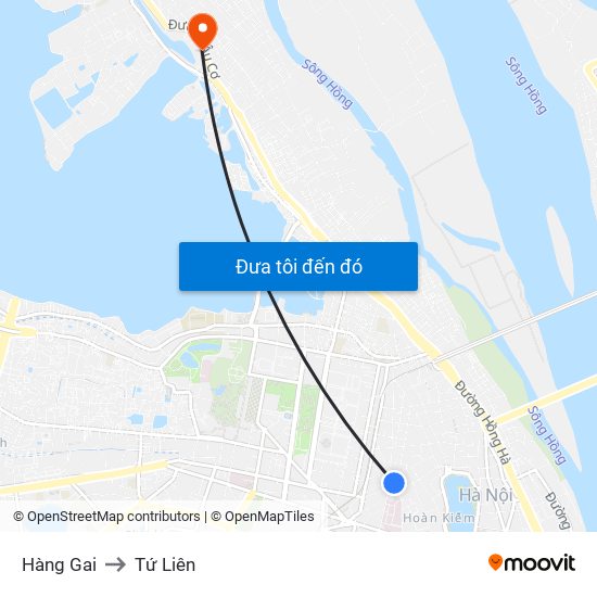 Hàng Gai to Tứ Liên map
