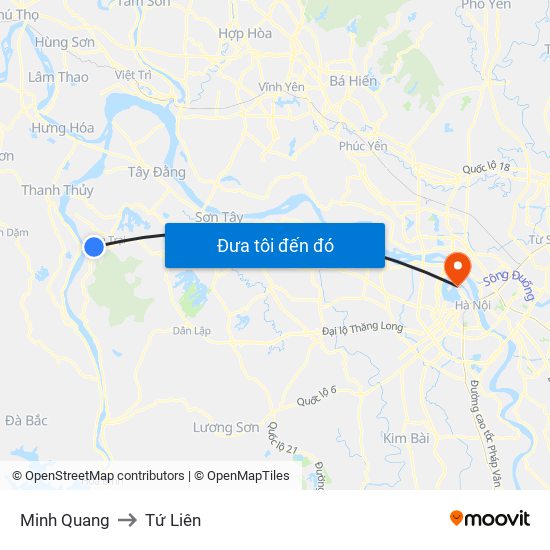 Minh Quang to Tứ Liên map