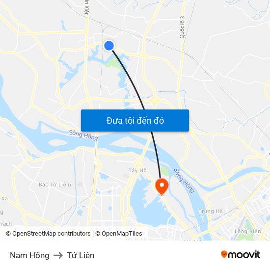 Nam Hồng to Tứ Liên map