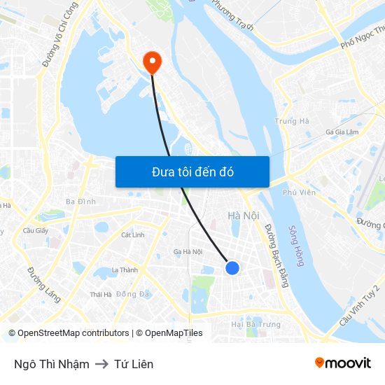 Ngô Thì Nhậm to Tứ Liên map